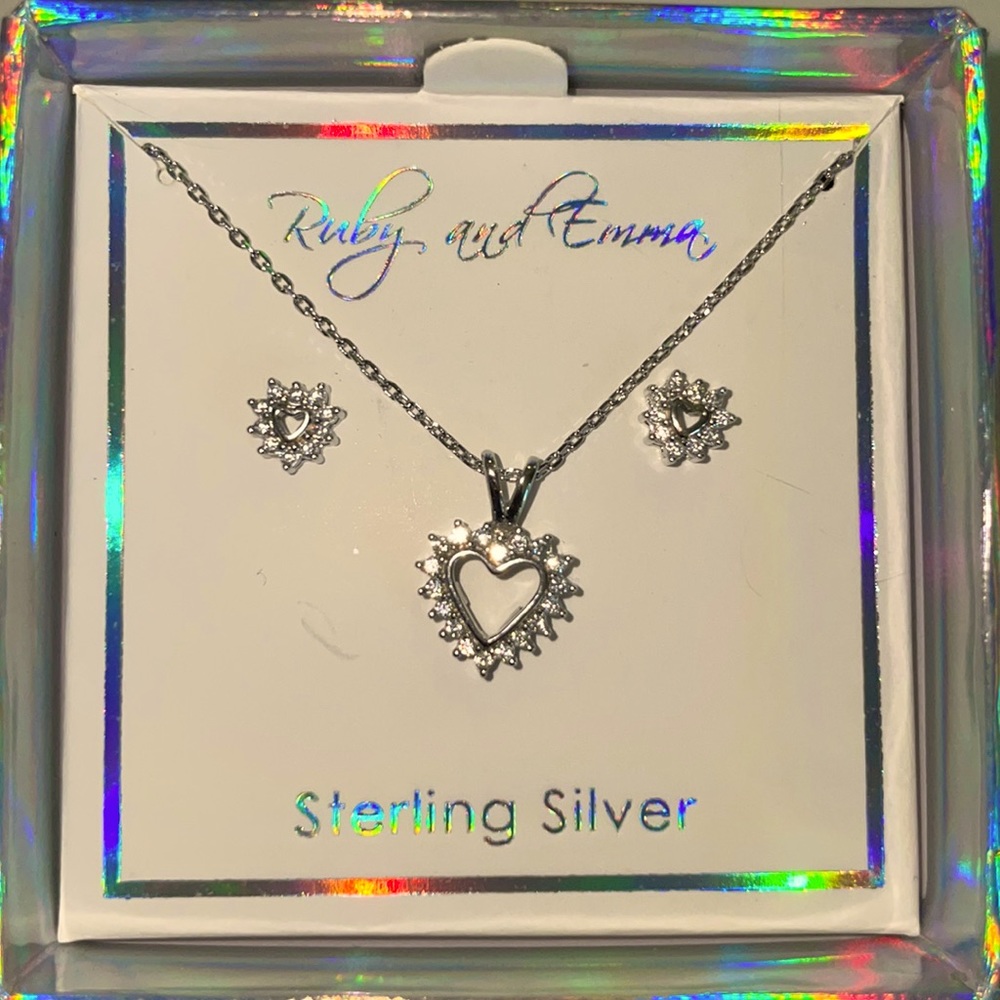 Ruby and Emma Sterling Silver heart necklace